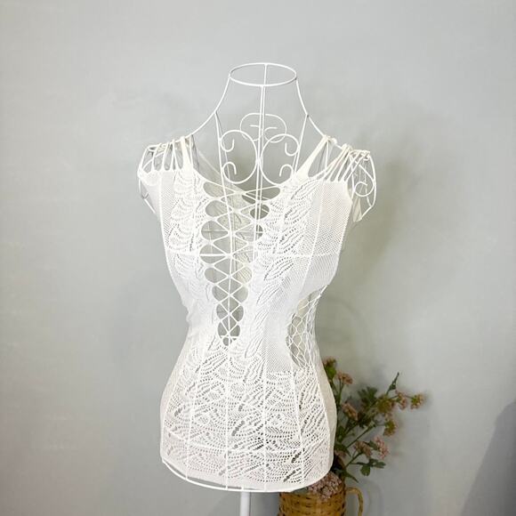 Cute vintage y2k white rave tank top - Picture 1 of 5
